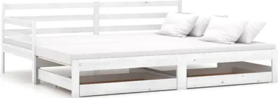 Produktbild von vidaXL Ausziehbares Tagesbett 2x(90x200) cm Weiß Massivholz Kiefer