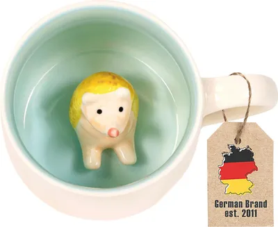 Immagine prodotto di Intirilife tazza da caffè tazza da tè 3D con riccio - capacità 300 ml - tazza in Vetroceramica tazza cartoon tazza regalo carino con manico