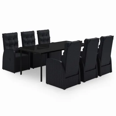 Produktbild von vidaXL 7-tlg. Garten-Essgruppe mit Kissen Schwarz