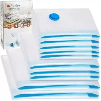 A stack of vacuum seal bags with a box of vacuum seal bags in the background.
