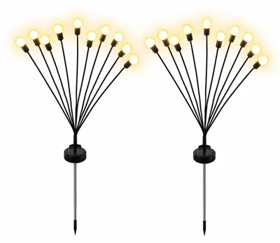 Image de Verk 12397 : Lampes solaires d'extérieur avec détecteur de crépuscule, 8 LED, 70 cm, lot de 2