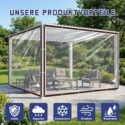 Produktbild von Abdeckplane transparent mit Ösen, 2 x 2 m, wasserdicht, für den Außenbereich