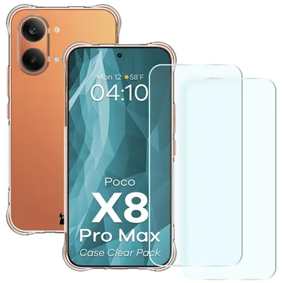 Produktbild von Schutzhülle + 2x gehärtetes Glas für Xiaomi POCO X8 Pro Max, Bizon Case Clear Pack, Transparent