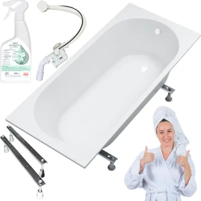 Obrázok produktu pre Aqua For You | Vaňa – Kronos, oválna vaňa – 150 x 70 cm – Antibac® – Jednoduchá údržba – Biela sifón