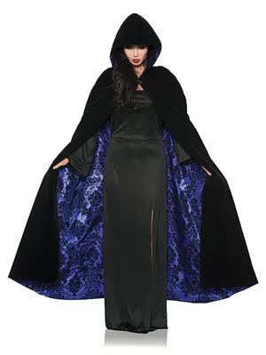 Produktbild von Schwarz-violetter Deluxe Kapuzenumhang für Fasching & Halloween