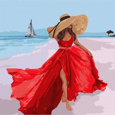 Produktbild von IDEYKA Malen nach Zahlen Sommer-Romantik 40x40 Menschen auf dem Bild mit Holzrahmen