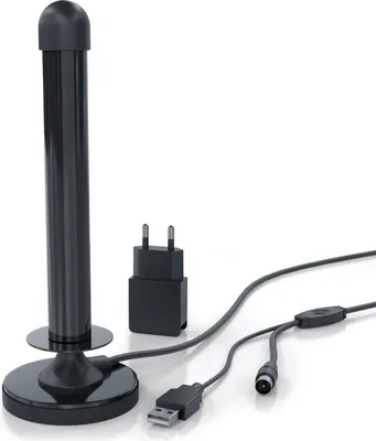 Produktbild von Aplic DVB-T2 HD Antenne aktiv - Digitale HDTV Stabantenne Zimmerantenne Verstärkerantenne - 4 m Kabel USB und Koaxialstecker inkl. USB Netzteil