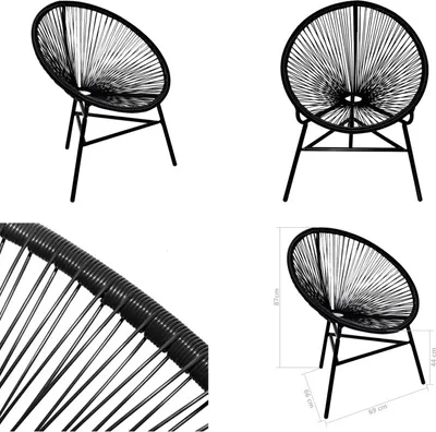 Immagine prodotto di vidaXL Sedia da giardino Moon Chair Poly Rattan Nero - Sedia - Sedie - Sedia da pranzo - Sedia da pranzo