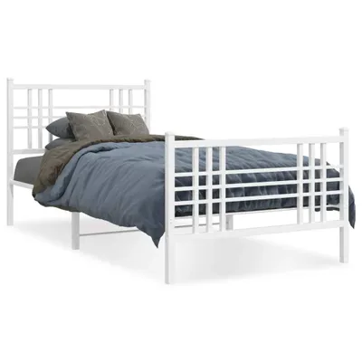 Produktbild von vidaXL Bettgestell mit Kopf- und Fußteil Metall Weiß 90x200 cm