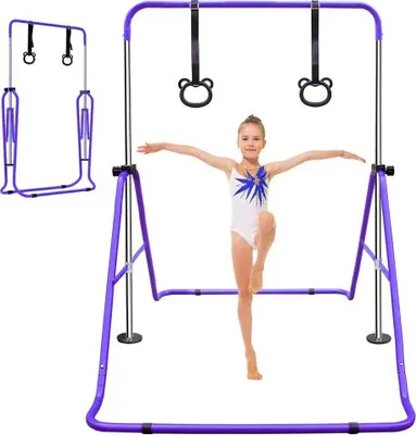 Produktbild von Klettergerueste Turnreck Verstellbares Kinderturnreck Anfaenger geeignet Fitnessgeraete 100.00x30x10 cm Hoehenverstellbar Erweiterbar Stahlgestell Lila
