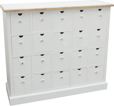 Obrázok produktu pre Casa Padrino komoda vo vidieckom štýle starožitná biela / prírodné farby 105 x 39 x v. 93 cm - Komoda vo vidieckom štýle s 20 zásuvkami