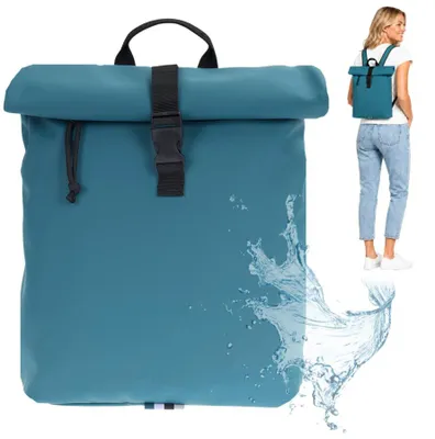 Produktbild von Damen Rucksack Handtasche klein Elephant Lykka Tasche A4 Freizeitrucksack Frauen iPad Fach - Petrol - Black (petrol blau grün) 8