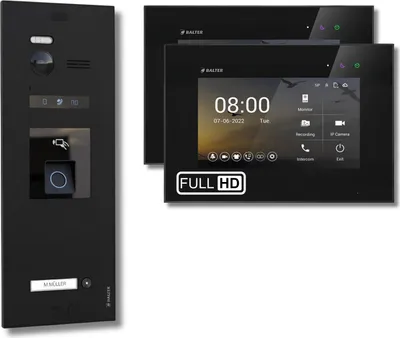 Produktbild von BALTER EVO HD Schwarz Video Türsprechanlage Fingerprint Set 1 Teilnehmer 2x7" Monitor Schwarz