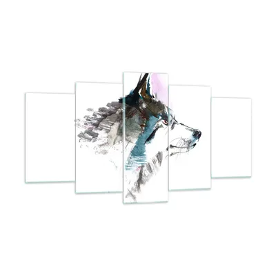 Produktbild von Bilder auf glas - Hund Illustration Fantasie - 160x85cm - Glasbilder - Wandbilder - Kunstdruck - zum Aufhängen bereit - Wanddekoration aus Glas - Glas Bilder - Wandbild auf Glas - GEA160x85-3100