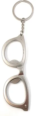 Produktbild von Onwomania Schlüsselanhänger Große Brille Silber Metall Anhänger Charm