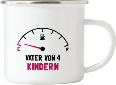Produktbild von Vater von 4 Kindern Emaille Tasse Lustig Energielos Tank ist Leer Spruch Geschenk Vierfacher Papa
