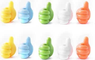 Produktbild von 10 Stück bunte Daumen-Wandhaken aus Silikon, starke Haftung, Kabelclip, rostfreier Schlüsselaufhänger, Desktop-Aufbewahrungshaken