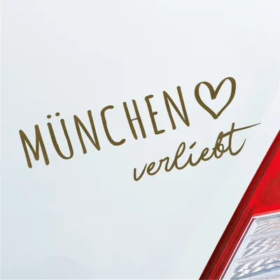 Produktbild von Auto Aufkleber München verliebt Herz Stadt Heimat Liebe Car 19x7 cm Gold Sticker Heckscheibenaufkleber