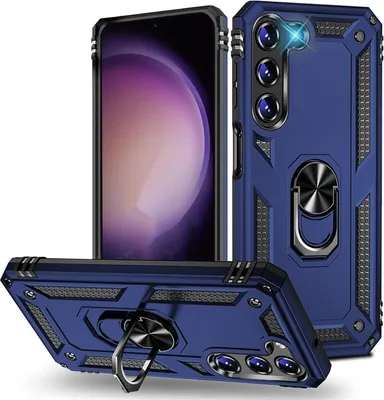 Produktbild von Conie Outdoor Schutzhülle für Samsung Galaxy S23 Plus Tasche Silikon Hard Case Cover Hülle mit Halter Ständer in Blau