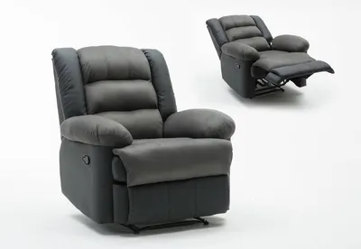 Image de Fauteuil relax "Buckingham" - 85 x 93 x 100 cm - Noir / Gris foncé