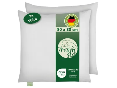 Productafbeelding van 2 stuks eco-kussens van microvezel | 80 x 80 cm | DREAMSTAR Eco | Geschikt voor mensen met allergieën
