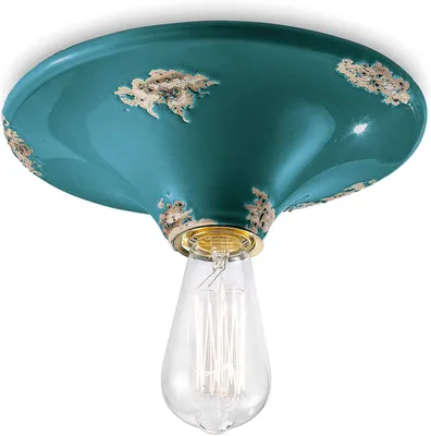 Produktbild von Deckenleuchte Vintage Rund Groß Keramik Grün 1 Licht E27