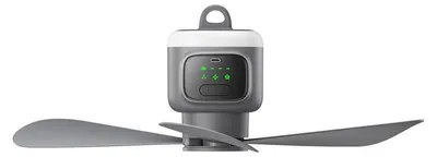 Produktbild von Kabelloser Camping Deckenventilator mit Akku 12000mAh, LED Licht, Fernbedienung, 4 Stufen, leise, für Zelt & Wohnmobil Outdoor