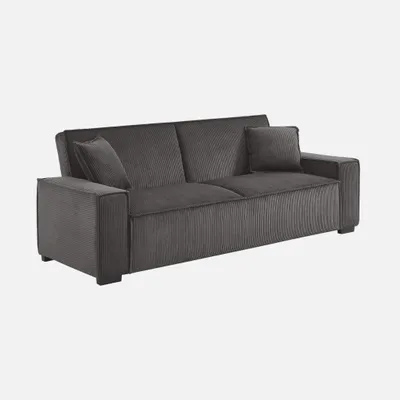 Produktbild von sweeek - 3-Sitzer-Sofa mit Schlaffunktion und Cordbezug - Dunkelgrau