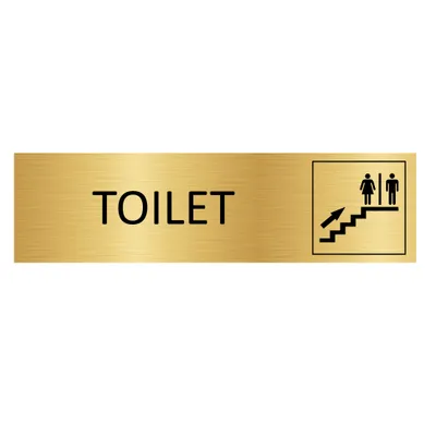 Produktbild von CombiCraft Aluminium Türschild Gold Toilet oben 165x45mm mit 3M-Tape