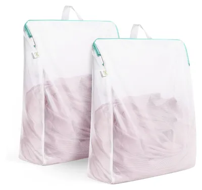 Image de Lot de 2 filets à linge avec poignées, 30 x 40 cm, fermeture à glissière, réutilisables