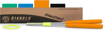 Image de Bâtons de diabolo en aluminium avec cordon de rechange | 160 cm  Bâtons de diabolo orange | Bâtons de diabolo avec poignées en mousse | Bâtons de jonglage pour enfants