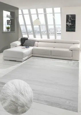 Produktbild von Teppich Shaggy Kunstfellteppich Hochflor Teppich Langflor Teppich Flokati in grau Größe - 80 x 300 cm