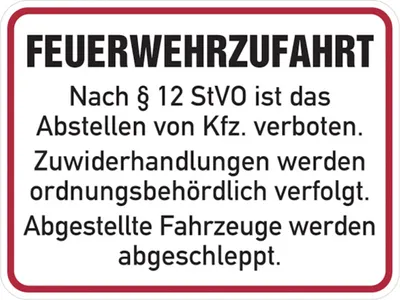 Produktbild von Dreifke® Hinweisschild Feuerwehrzufahrt, Feuerwehrzufahrt nach §12 StVO | Alu...