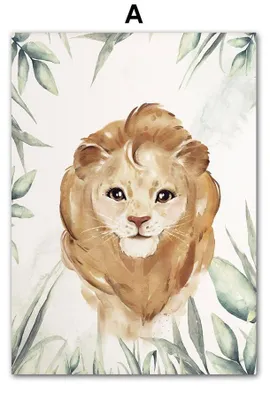 Produktbild von Poster Kinderzimmer Dschungel Tiere · Kinder Name Personalisiert · Kinderzimmer Bilder · Wand Deko · Kunst Druck · Deko Print · ohne Rahmen · Motiv A · 20×25 cm