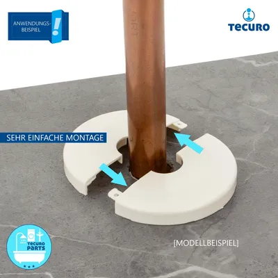 Produktbild von tecuro Scharnierrosette Ø 34 mm x Ø 65 mm x 6,5 mm - Kunststoff ABS weiß