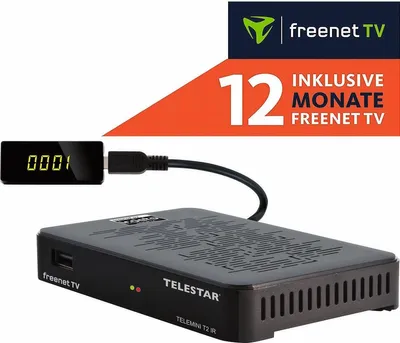 Obrázek produktu pro Telestar TELEMINI T2 IR, Pozemské, Full HD, DVB-T2, NTSC, PAL, 480i, 576i, 576p, 720p, 1080i, 1080p, 4:3, 16:9