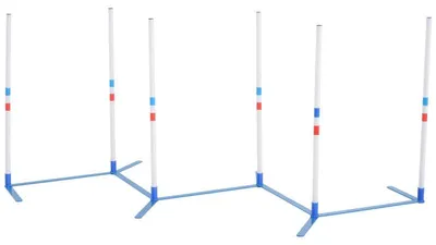 Obrázek produktu pro Agility sada pro psy, obsahující 6 slalomových tyčí | Barva: bílá/modrá | Rozměry: 305 x 60 x 94 cm