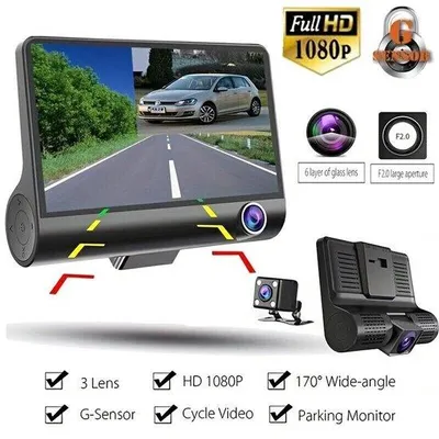 Obrázek produktu pro Tříkamerová palubní kamera s integrovaným IPS displejem, rozlišení 1080p Full HD
