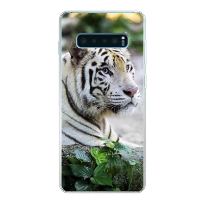 Produktbild von MuchoWow® Handyhülle Schutzhülle Hülle für Samsung Galaxy S10 Plus Tiger - Weiß - Sand Silikon Softcase Handy Hülle - Schutzhülle