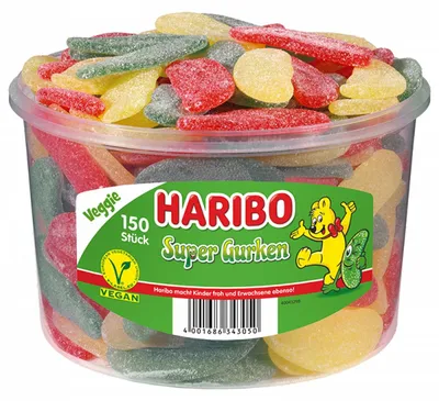 Obrázek produktu pro Haribo 126031, Tvrdé gumové bonbóny, 1,35 kg, Citrón, Raspberry, Strawberry, Vícebarevný, 1436 kJ, 338 kcal
