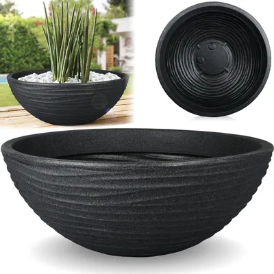 Produktbild von XL Pflanzschale Ø 52 cm Pflanz Blumen Kübel Schale Kunststoff rund Anthrazit