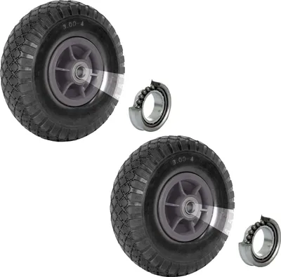 Produktbild von 2x Sackkarrenrad Luftrad 260x85 mm 3.00-4 60 mm versetze Nabe Ø 20 mm grau robustes 4 PR Gewebe