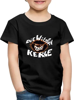 Produktbild von Spreadshirt Die Wilden Kerle Logo Kinder Premium Bio T-Shirt, 122/128 (6 Jahre), Schwarz