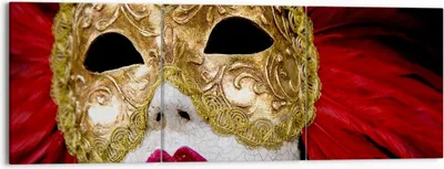 Produktbild von Bild auf Leinwand - Leinwandbild - Venezianische Maske Kostüm Spaß Feder - 150x50cm - Wand Bild - Wanddeko - Leinwanddruck - Bilder - Kunstdruck - Leinwand bilder - Wandkunst - CA150x50-0437