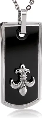 Produktbild von Karisma Edelstahl Dog Tag Anhänger mit Enemal Bourbonische Lilie Und Edelstahl Kette HSP8256 - 45.0 Zentimeter