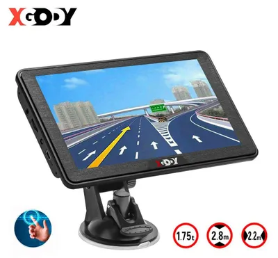 Obrázek produktu pro Navigační zařízení do auta, vhodné pro osobní automobily i nákladní vozidla, 7palcový displej, GPS navigace s 3D mapami, dotykový displej, offline mapy Evropy, asistent jízdních pruhů, ukazatel rychlosti, FM rádio
