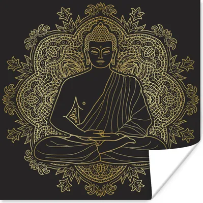 Produktbild von MuchoWow® Poster Buddha - Bild - Gold 75x75 cm - Wand Dekoration
