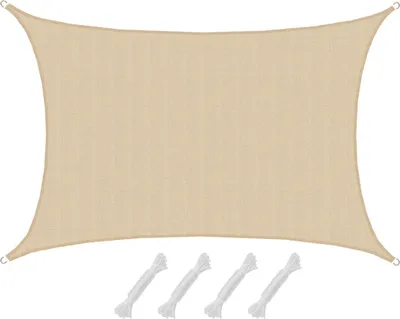 Produktbild von UV Sonnensegel 4x6 HDPE Rechteckig Sonnenschutz Überdachung Garten Balkon Beige