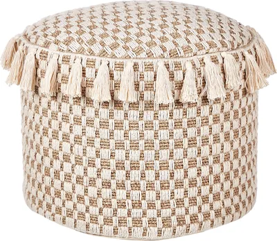 Produktbild von BELIANI Pouf Hellbeige Seegras Baumwolle 50 cm Styroporfüllung Ottomane Handgewebt Boho Stil