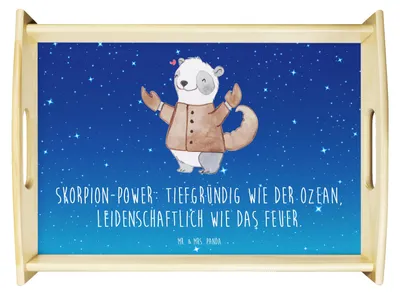 Produktbild von Mr. & Mrs. Panda Tablett Skorpion Astrologie - Sternenhimmel Blau - Geschenk, Sternzeichen, sofatablett, Geburtstagsgeschenk, Sofa, betttablett, Küchentablett